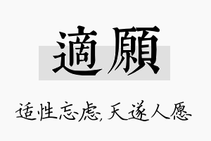 适愿名字的寓意及含义